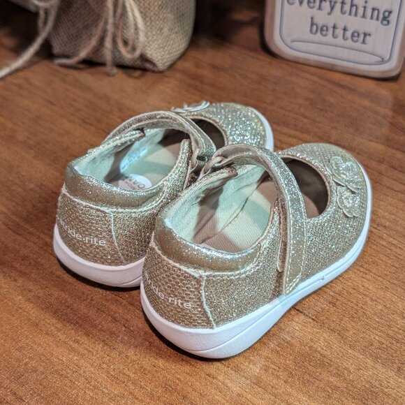 Stride Rite Toddler Holly Sparkle Mary Jane Champagne Size 4.5 Medium - Picture 4 of 9